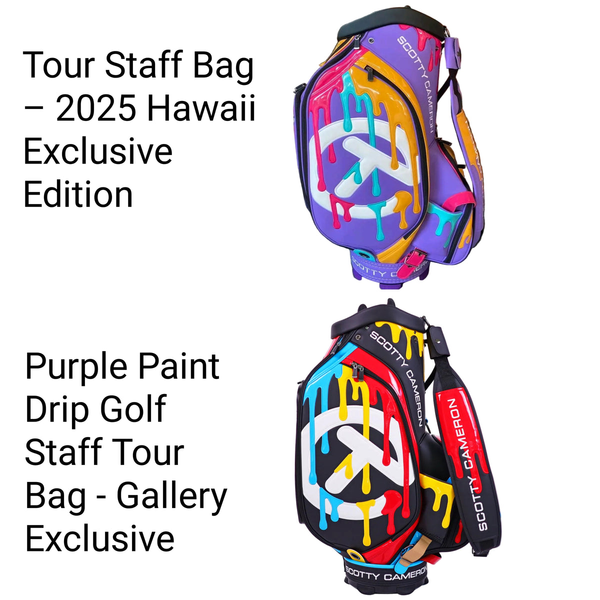 Purple Paint Drip Golf Staff Tour Bag - Gallery Exclusive + Tour Staff Bag – 2025 Hawaii Exclusive Edition